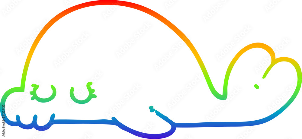 Fototapeta premium rainbow gradient line drawing cartoon seal