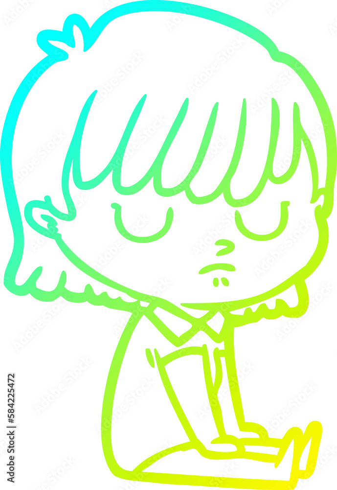 cold gradient line drawing cartoon woman cold gradient line drawing cartoon woman