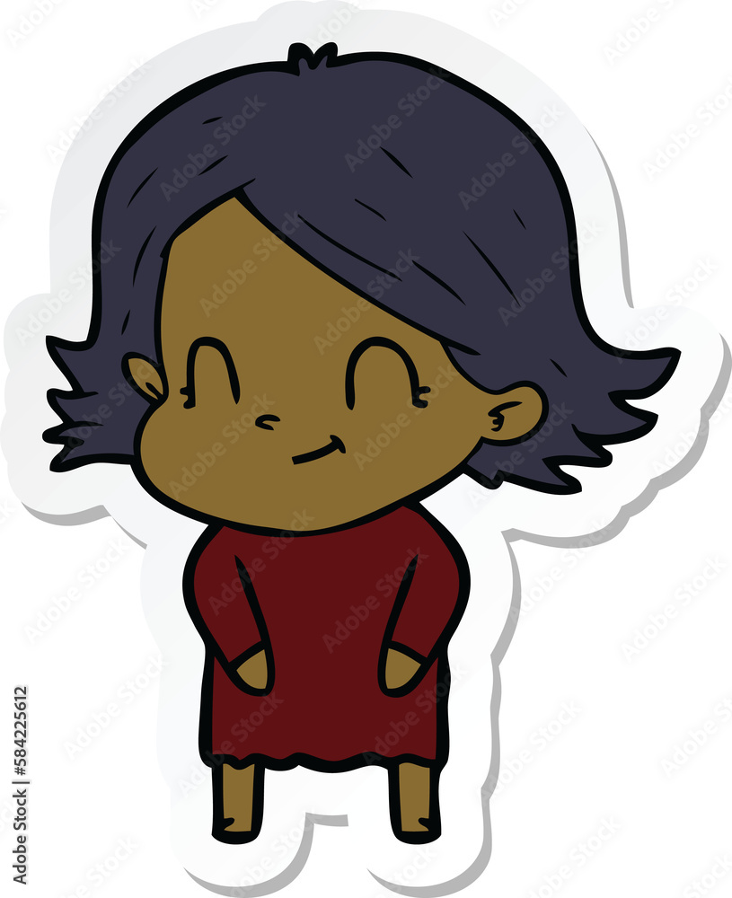 sticker of a cartoon friendly girl sticker of a cartoon friendly girl