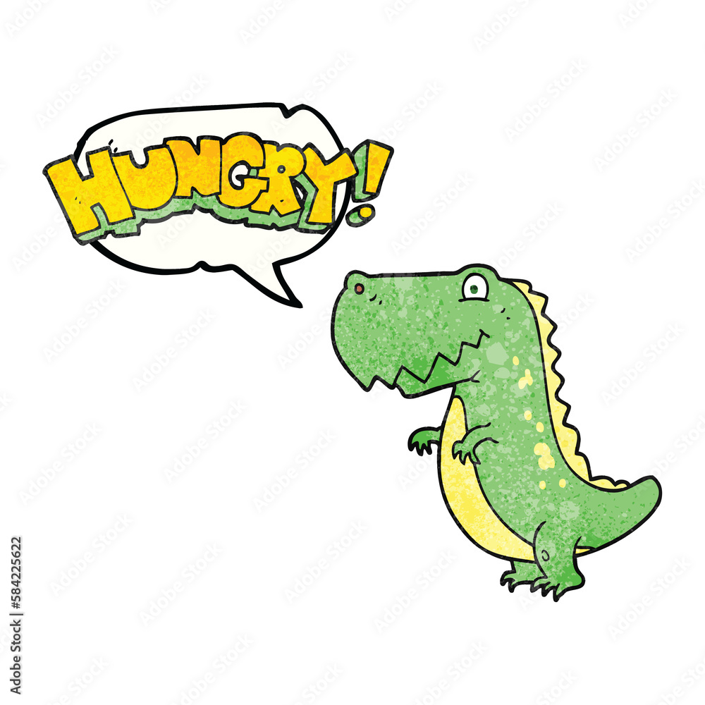 Obraz premium speech bubble textured cartoon hungry dinosaur