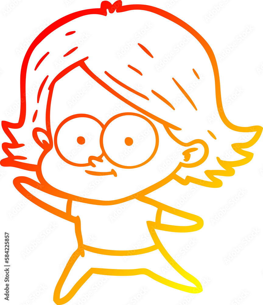 warm gradient line drawing happy cartoon girl warm gradient line drawing happy cartoon girl