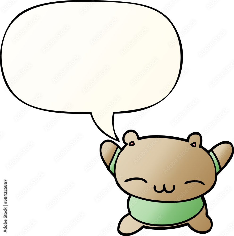 cartoon jumping bear and speech bubble in smooth gradient style cartoon jumping bear and speech bubble in smooth gradient style