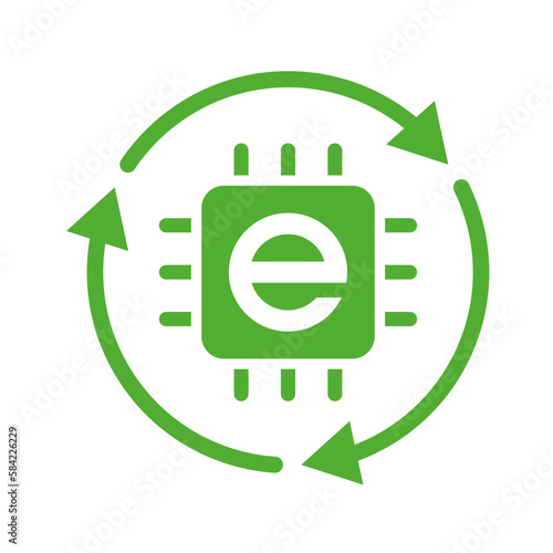 E-waste, electronics recycling vector icon badge