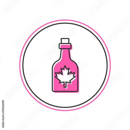 Filled outline Bottle of maple syrup icon isolated on white background. Vector