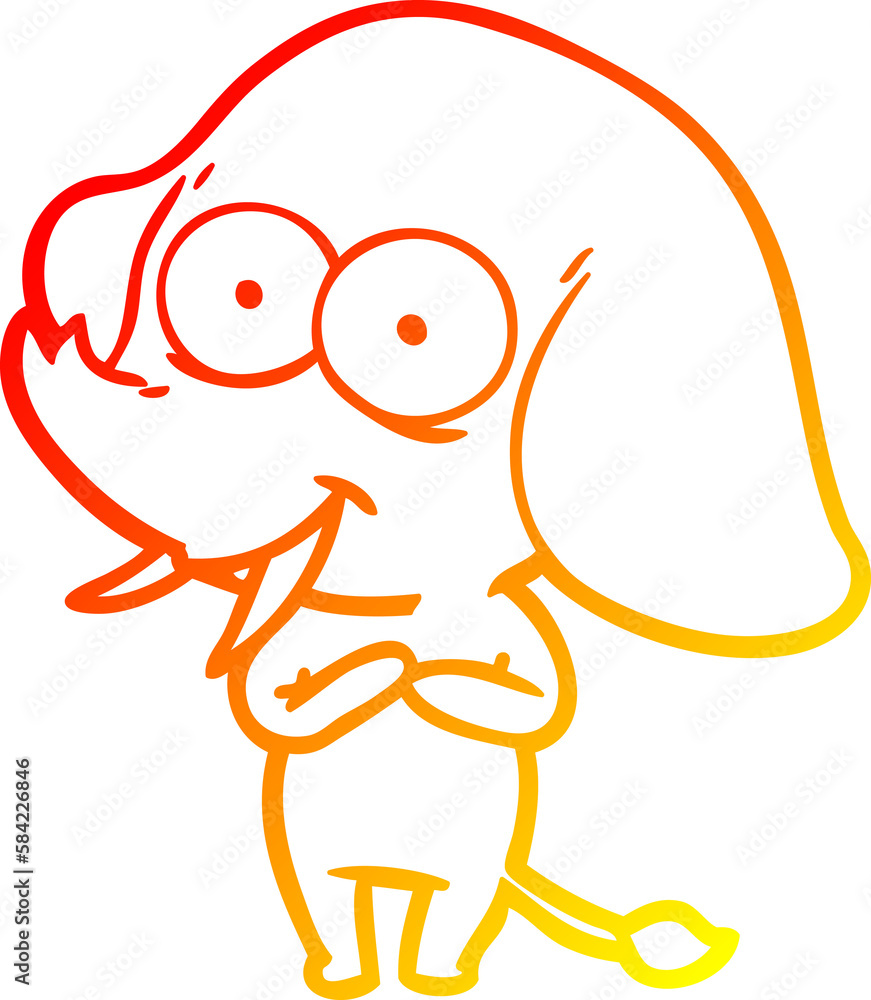 warm gradient line drawing happy cartoon elephant warm gradient line drawing happy cartoon elephant