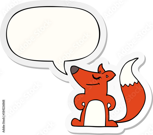 cartoon fox and speech bubble sticker