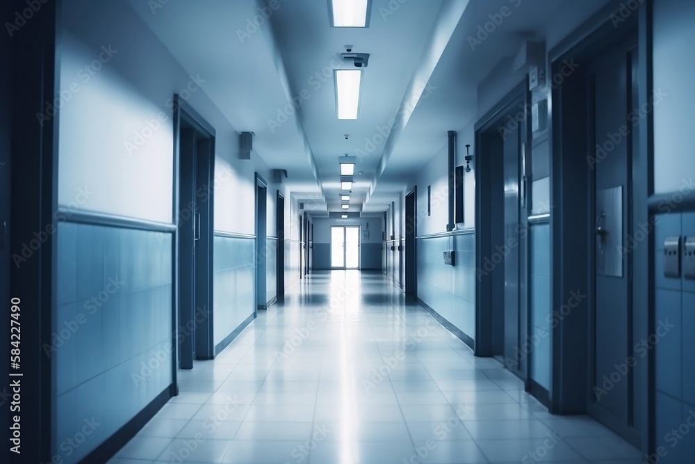 Blurred Hospital Corridor with Defocused Clinic Background - Indoor Shot with Nobody Blurred Hospital Corridor with Defocused Clinic Background - Indoor Shot with Nobody