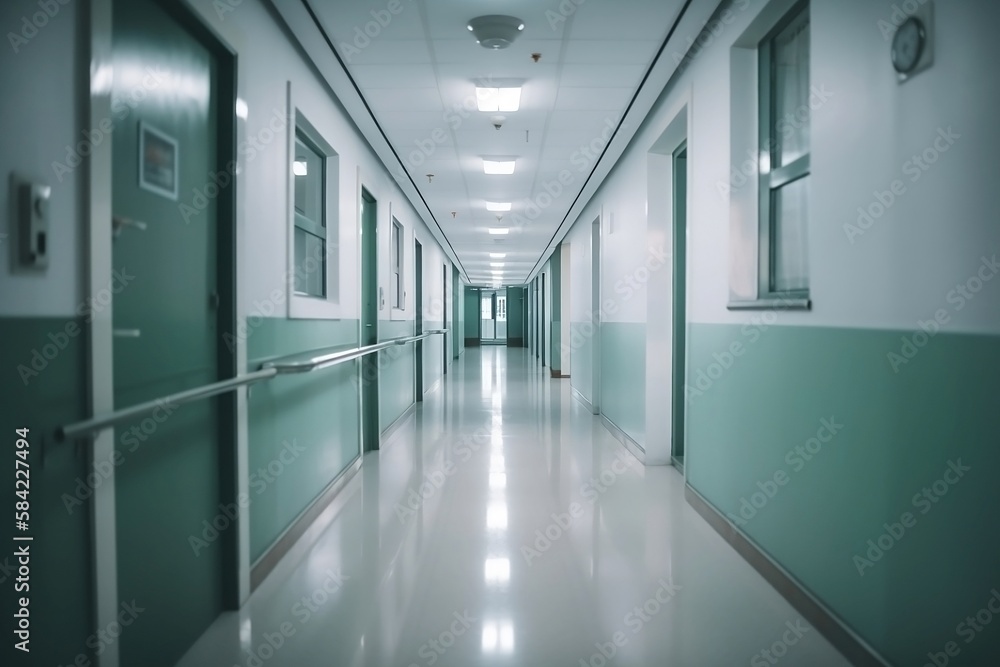 Blurred Hospital Corridor with Defocused Clinic Background - Indoor Shot with Nobody Blurred Hospital Corridor with Defocused Clinic Background - Indoor Shot with Nobody