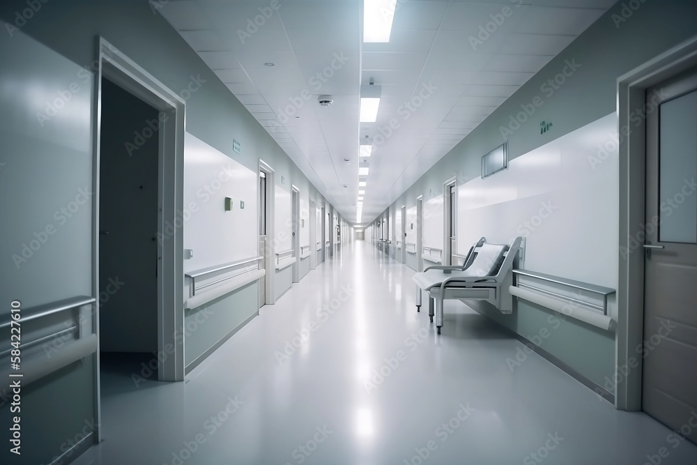 Blurred Hospital Corridor with Defocused Clinic Background - Indoor Shot with Nobody