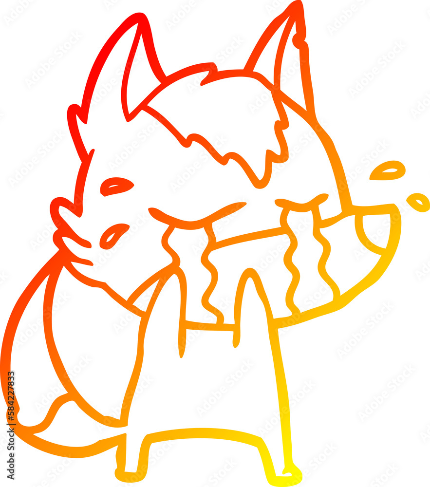 warm gradient line drawing cartoon crying wolf warm gradient line drawing cartoon crying wolf