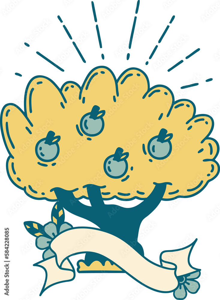 Obraz premium banner with tattoo style apple tree