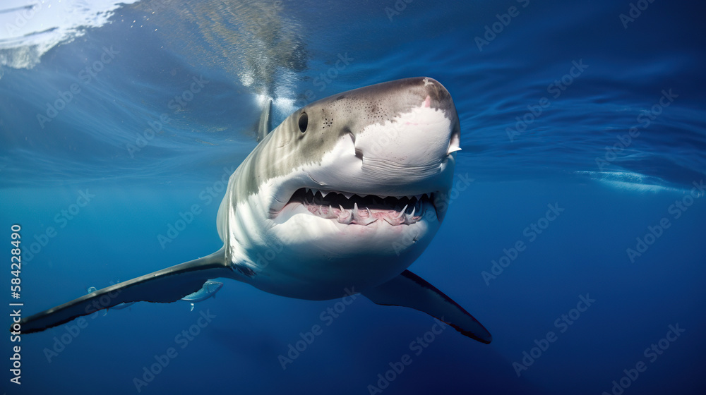 Fototapeta premium Great White Shark, Generative AI, Illustration