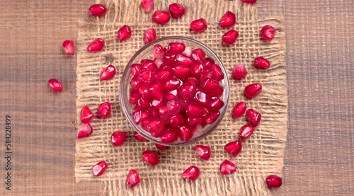 Fresh Pomegranate rich in natural antioxidants. Concept of red fruits, vitamins and natural antioxidants to the skin for beauty.