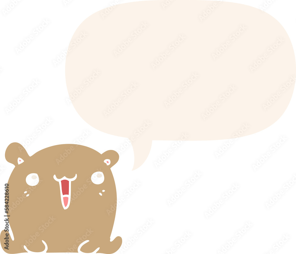 cute cartoon bear and speech bubble in retro style cute cartoon bear and speech bubble in retro style