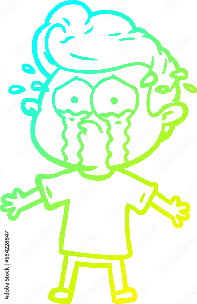 cold gradient line drawing cartoon crying man cold gradient line drawing cartoon crying man
