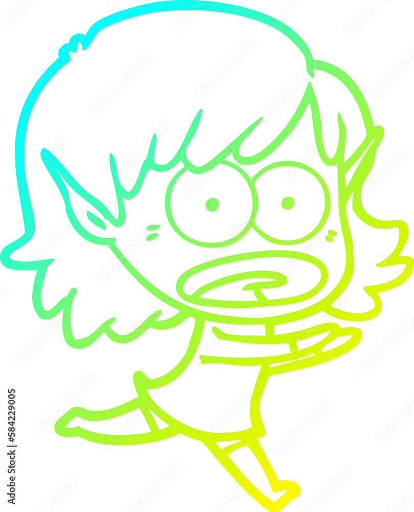 cold gradient line drawing cartoon shocked elf girl cold gradient line drawing cartoon shocked elf girl