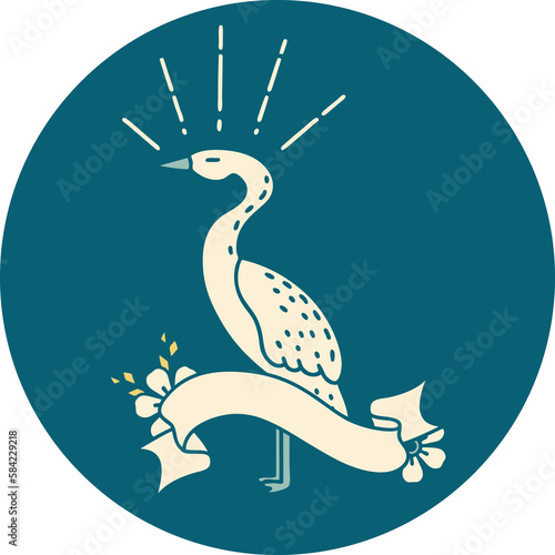 icon of tattoo style standing stork