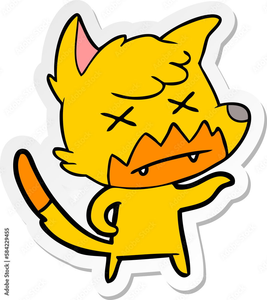 distressed sticker of a cartoon dead fox distressed sticker of a cartoon dead fox