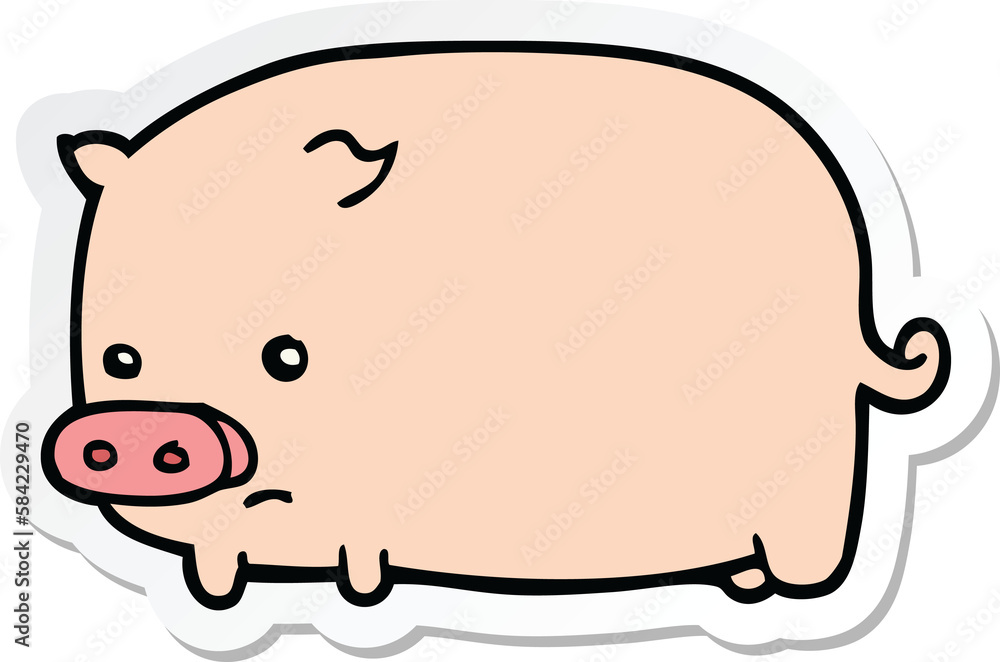 sticker of a cute cartoon pig sticker of a cute cartoon pig