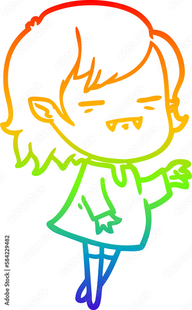 rainbow gradient line drawing cartoon undead vampire girl reaching out rainbow gradient line drawing cartoon undead vampire girl reaching out