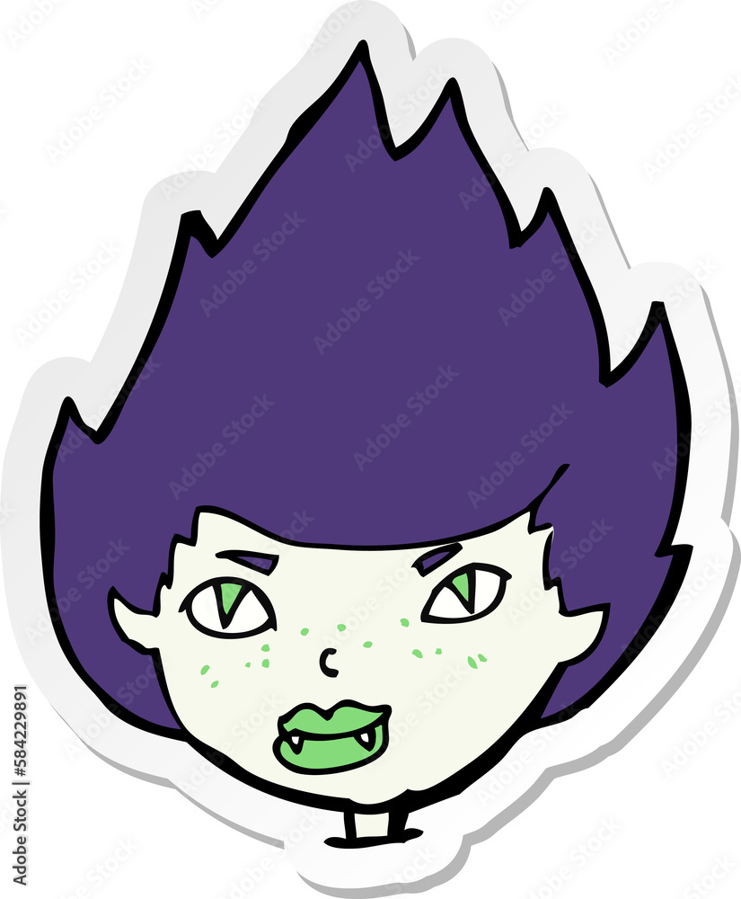 sticker of a cartoon vampire head