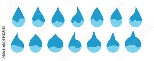Water drop shape icon. Water or rain drops shape icons set. Blood or oil drop. Plumbing logo. Flat style outline.