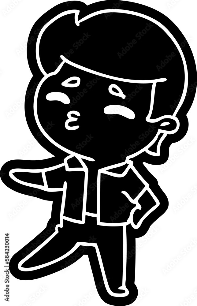 cartoon icon kawaii 1950 cute boy