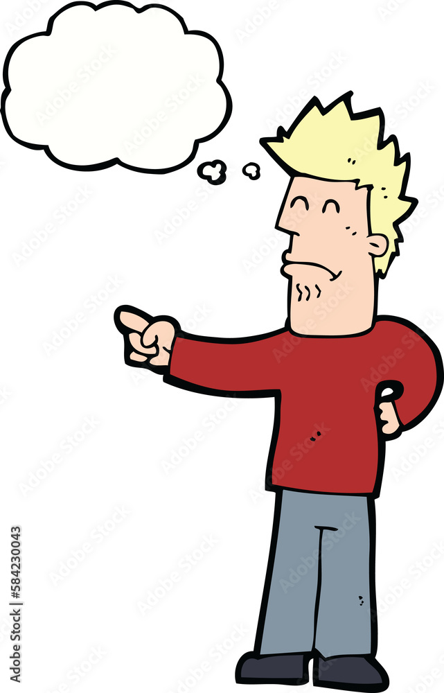 cartoon man pointing with thought bubble cartoon man pointing with thought bubble