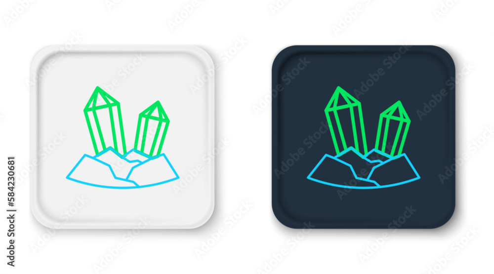 Fototapeta premium Line Gem stone icon isolated on white background. Jewelry symbol. Diamond. Colorful outline concept. Vector