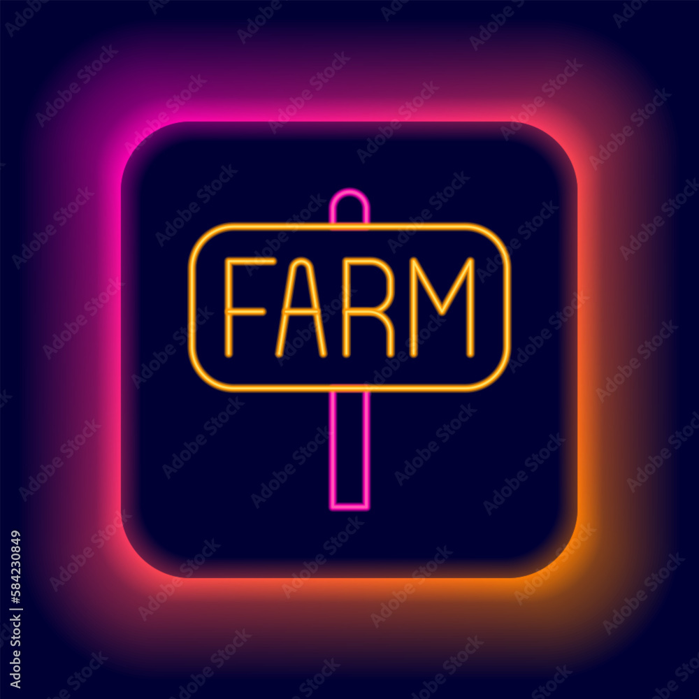 Glowing neon line Location farm icon isolated on black background. Colorful outline concept. Vector Glowing neon line Location farm icon isolated on black background. Colorful outline concept. Vector