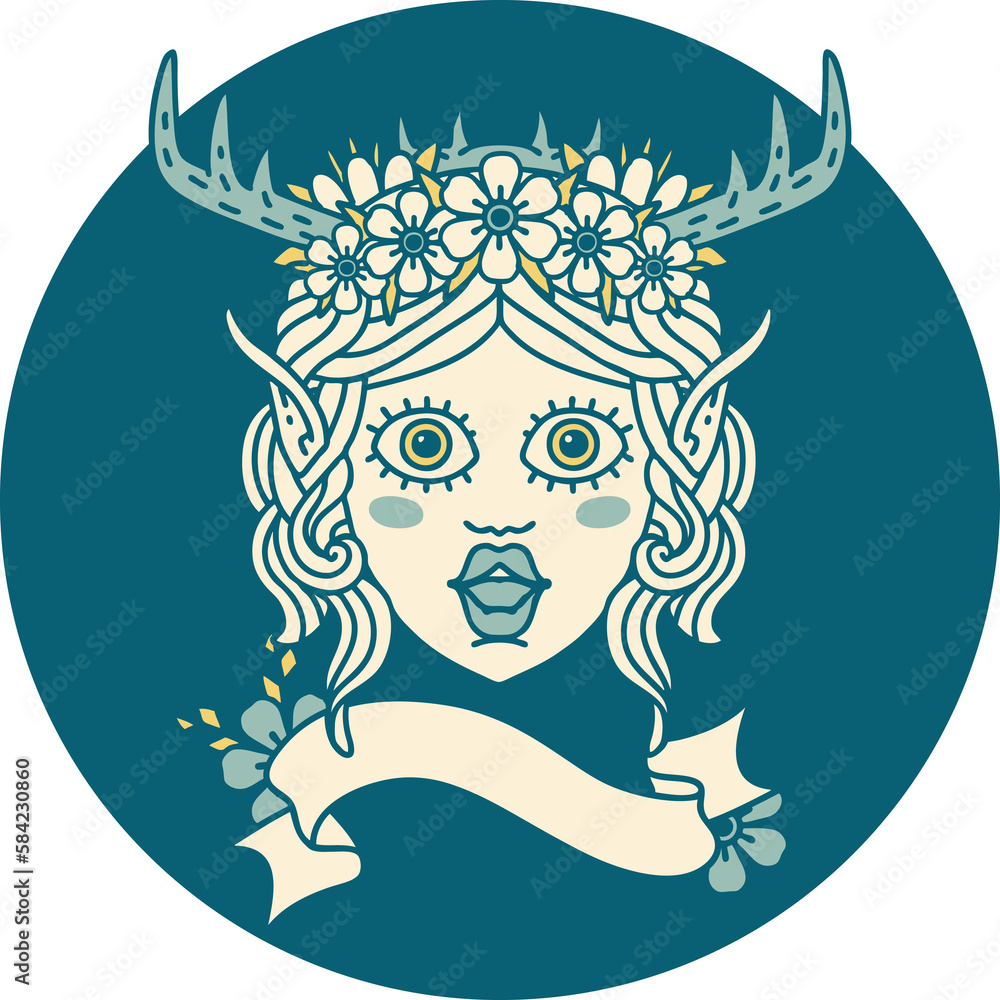 elf druid character face illustration elf druid character face illustration