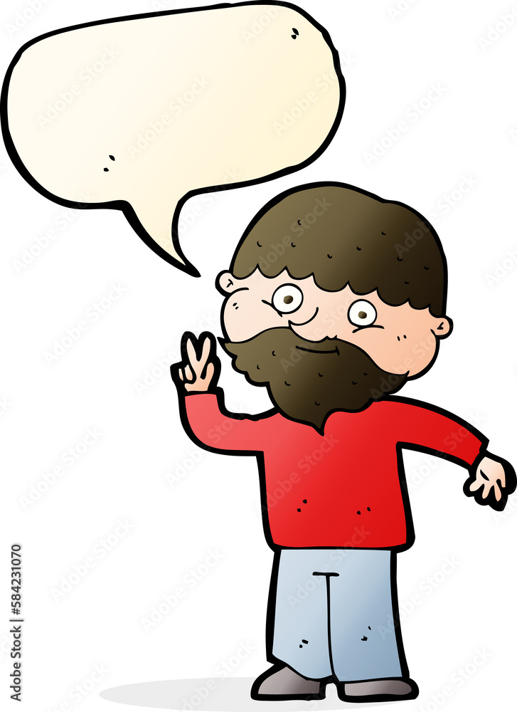 cartoon man giving peace sign with speech bubble cartoon man giving peace sign with speech bubble