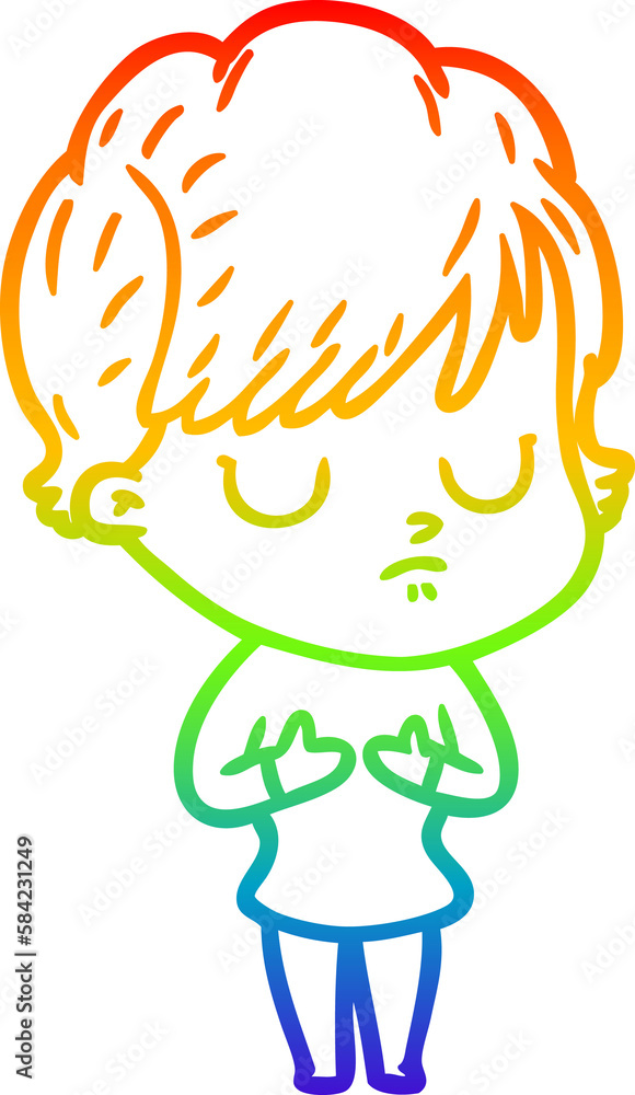 rainbow gradient line drawing cartoon woman rainbow gradient line drawing cartoon woman