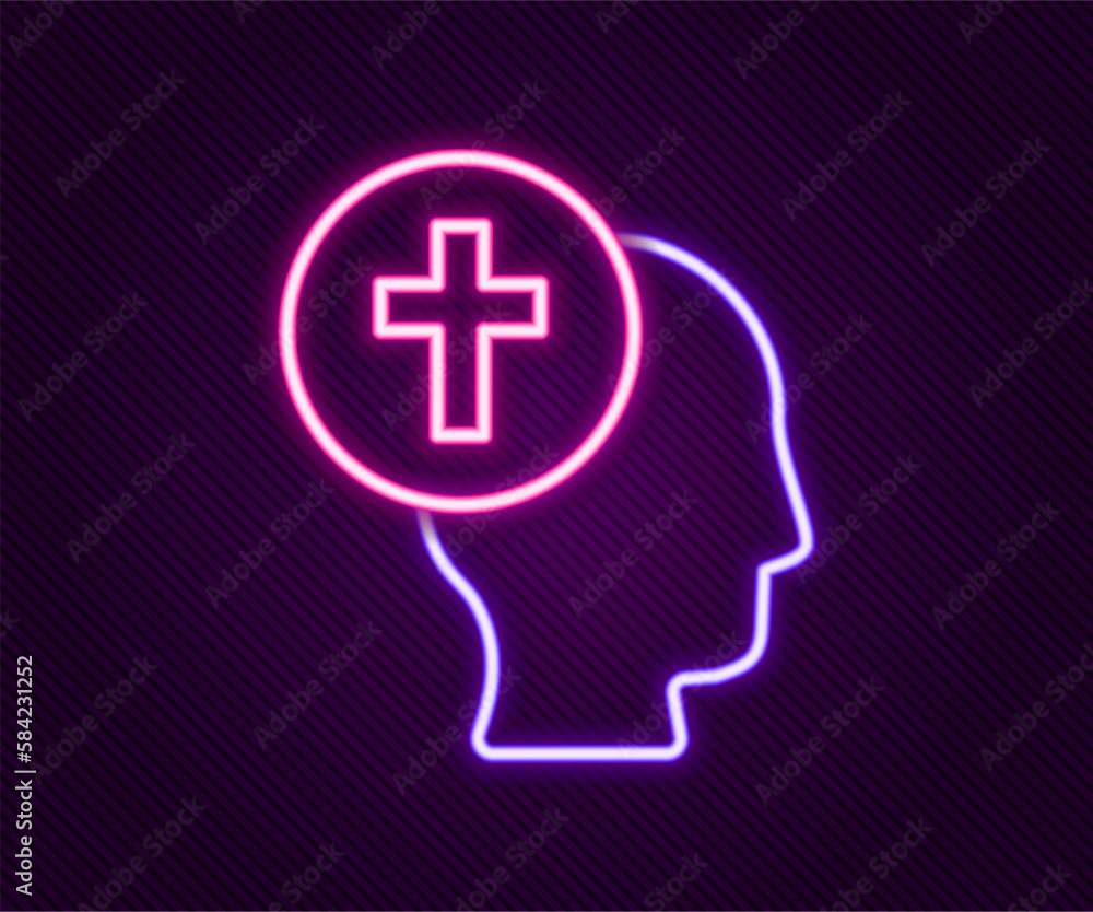 Glowing neon line Priest icon isolated on black background. Colorful outline concept. Vector Glowing neon line Priest icon isolated on black background. Colorful outline concept. Vector