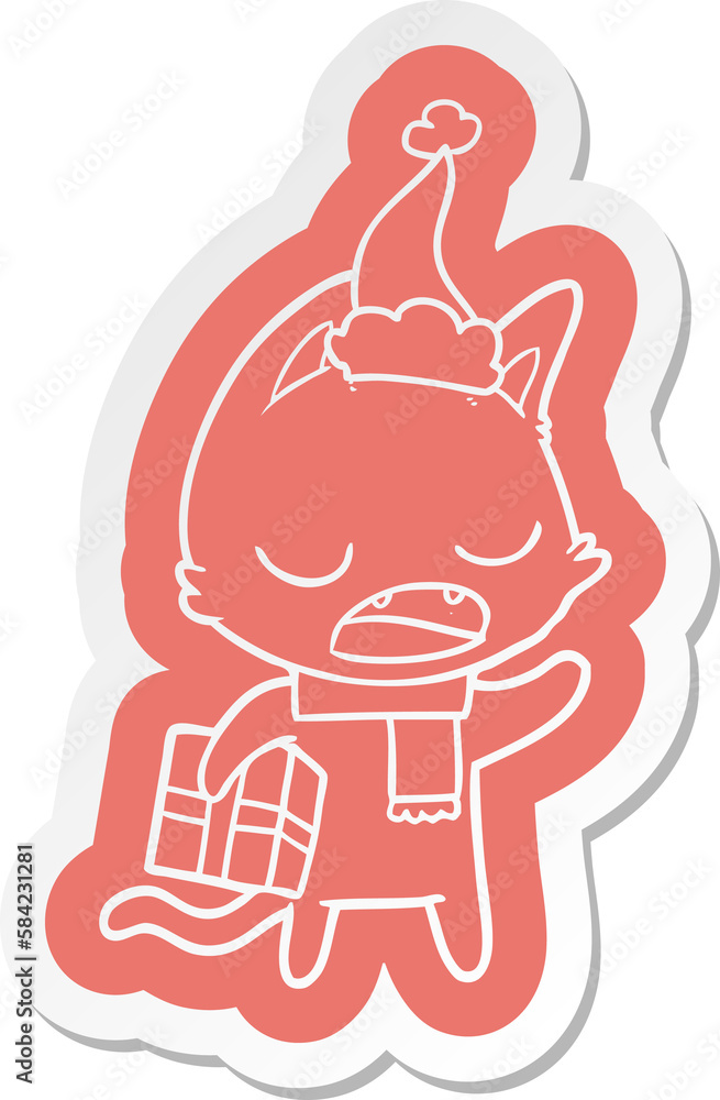 talking cat cartoon sticker of a wearing santa hat talking cat cartoon sticker of a wearing santa hat