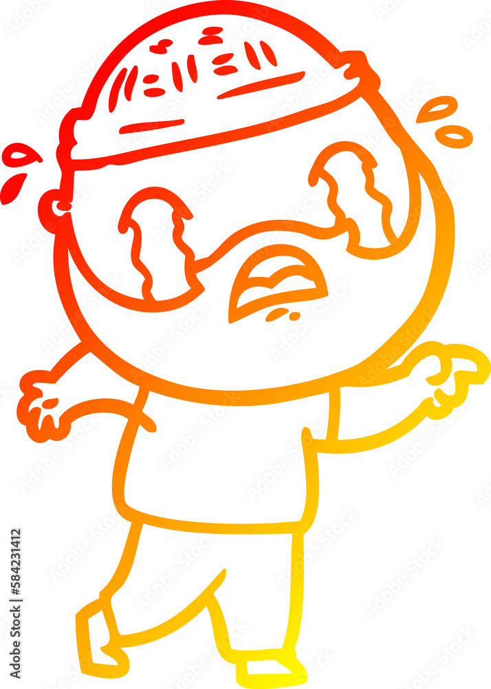warm gradient line drawing cartoon bearded man crying warm gradient line drawing cartoon bearded man crying