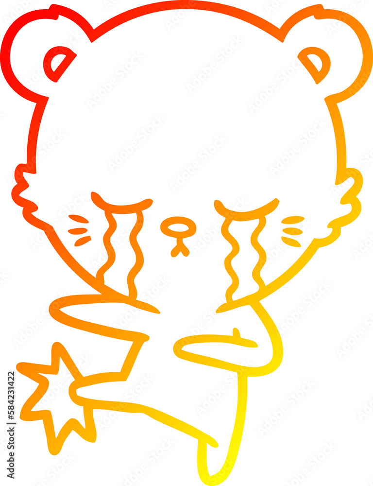 warm gradient line drawing crying cartoon polarbear warm gradient line drawing crying cartoon polarbear