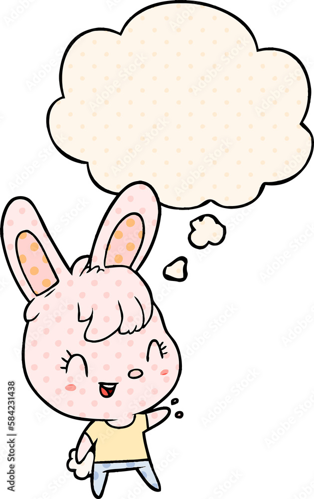 cartoon rabbit and thought bubble in comic book style cartoon rabbit and thought bubble in comic book style