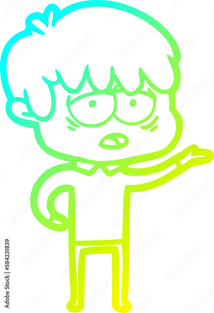 cold gradient line drawing cartoon exhausted boy cold gradient line drawing cartoon exhausted boy