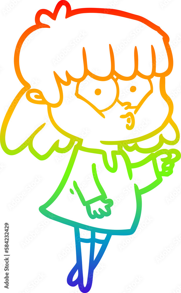 rainbow gradient line drawing cartoon whistling girl rainbow gradient line drawing cartoon whistling girl