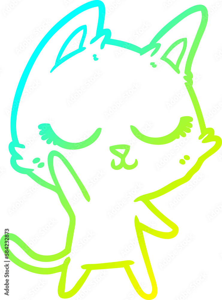cold gradient line drawing calm cartoon cat cold gradient line drawing calm cartoon cat