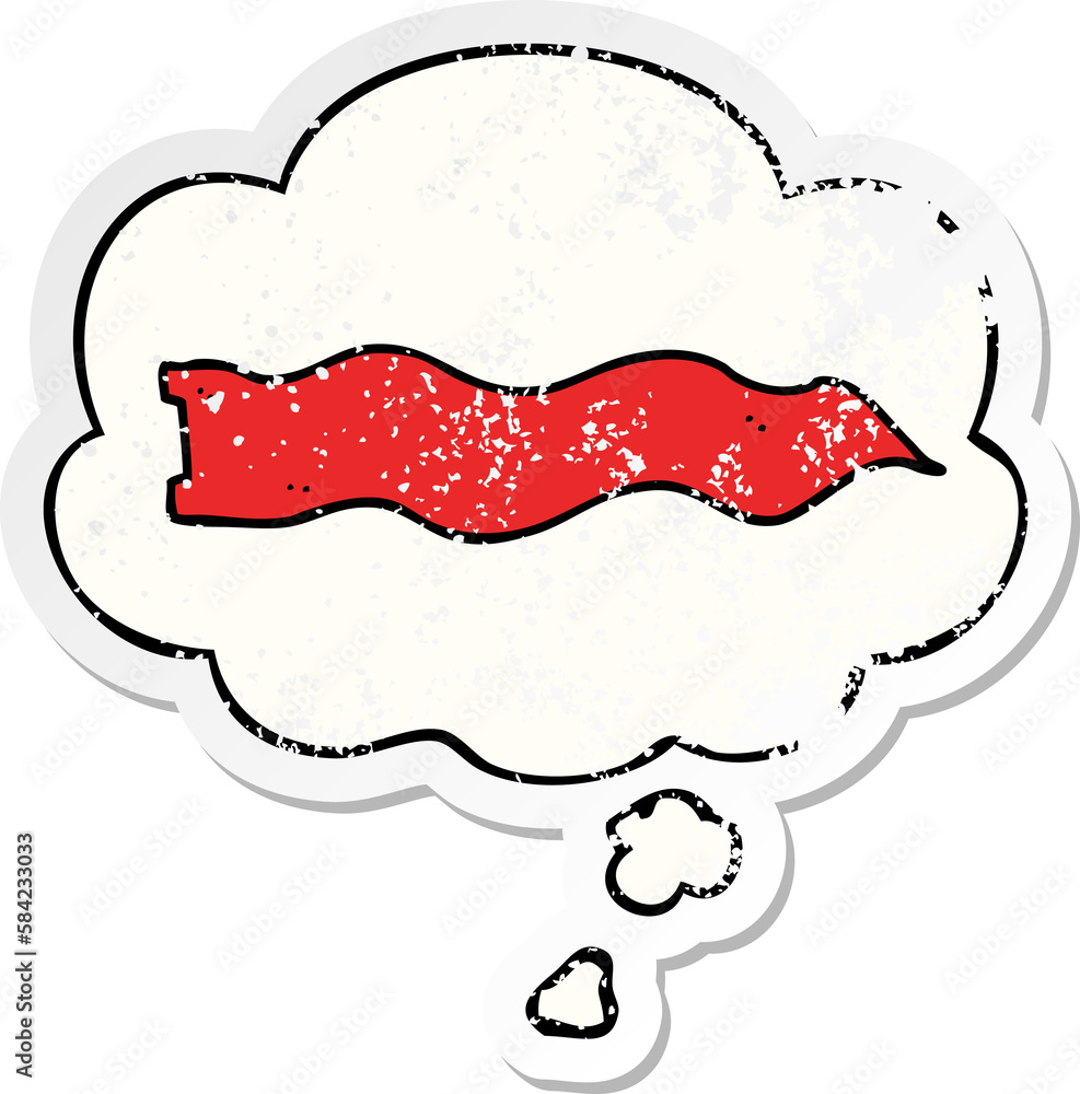 cartoon waving banner and thought bubble as a distressed worn sticker cartoon waving banner and thought bubble as a distressed worn sticker