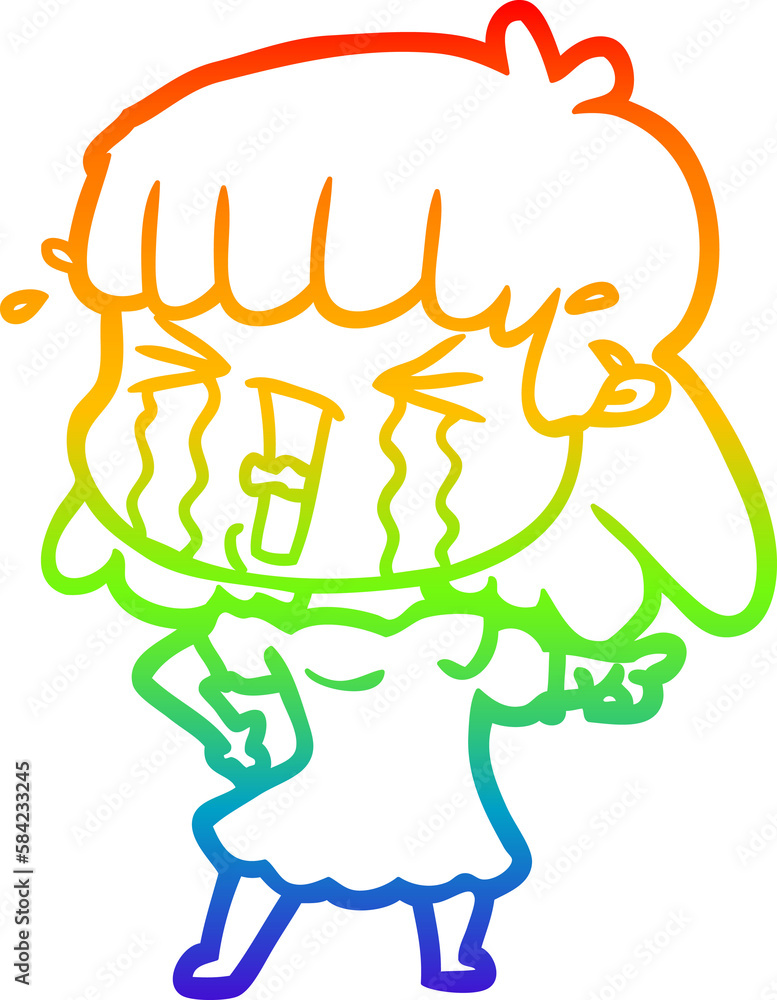 rainbow gradient line drawing cartoon woman rainbow gradient line drawing cartoon woman