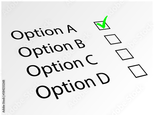 Options A, B, C, D vector survey with check boxes