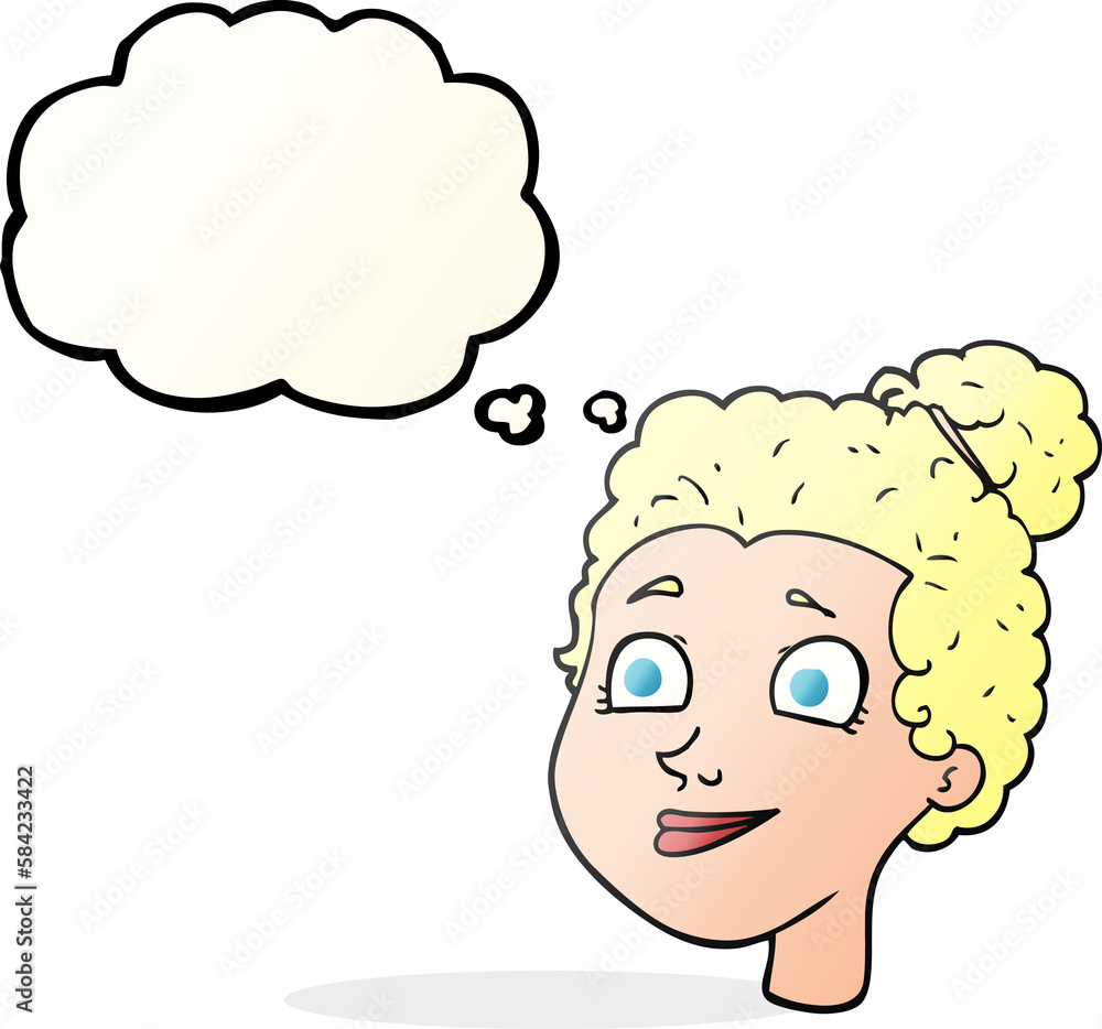 thought bubble cartoon female face thought bubble cartoon female face