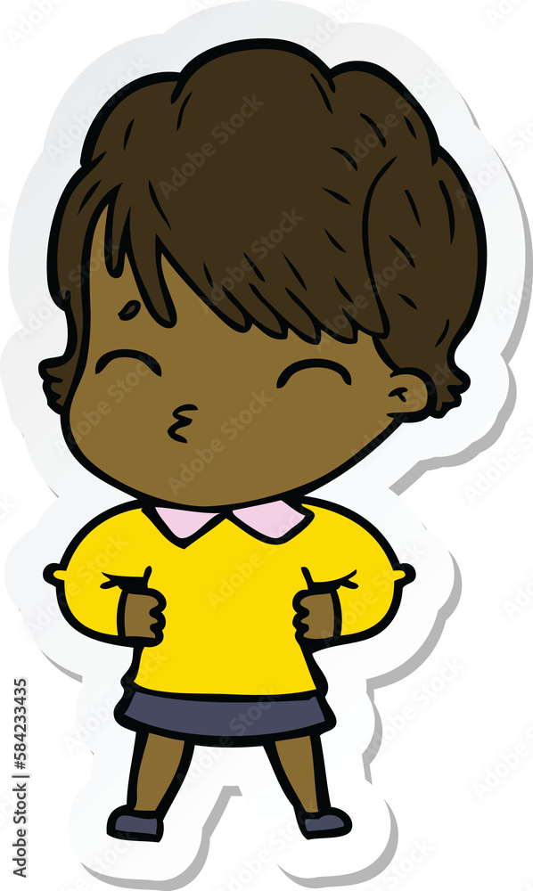 sticker of a cartoon woman thinking sticker of a cartoon woman thinking
