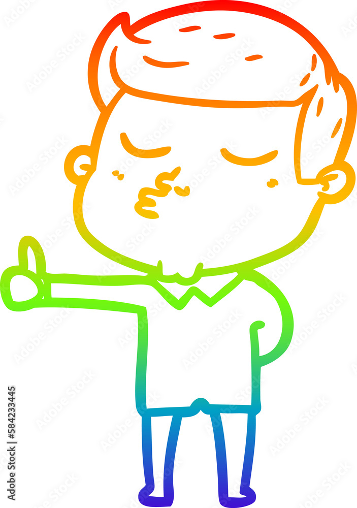 rainbow gradient line drawing cartoon model guy pouting rainbow gradient line drawing cartoon model guy pouting