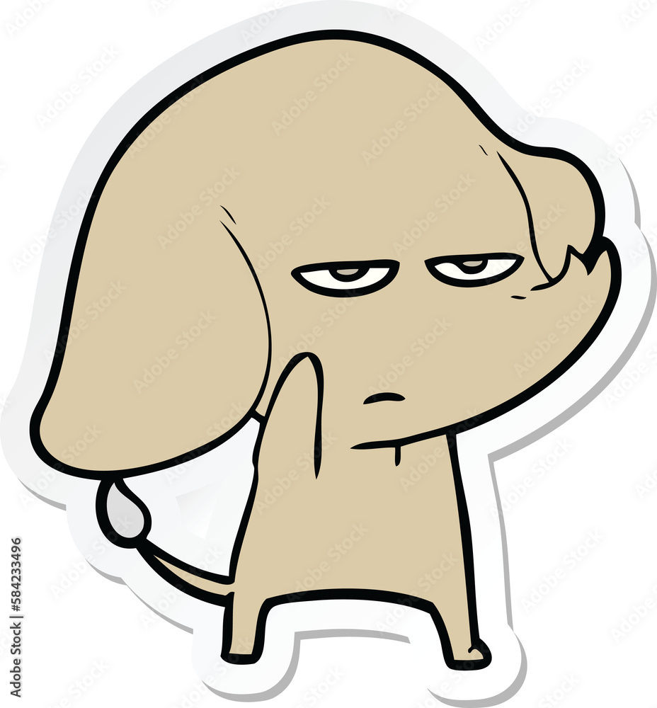 sticker of a annoyed cartoon elephant sticker of a annoyed cartoon elephant