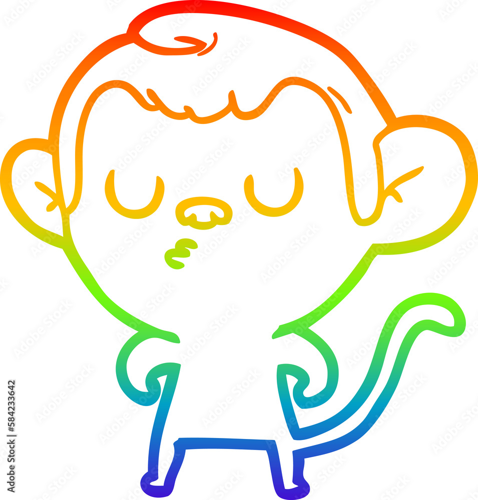 rainbow gradient line drawing cartoon monkey rainbow gradient line drawing cartoon monkey
