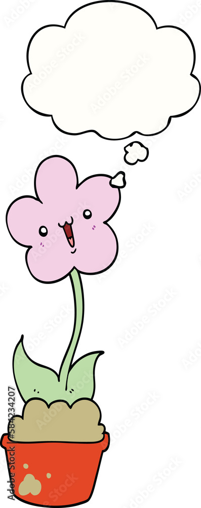 cute cartoon flower and thought bubble
